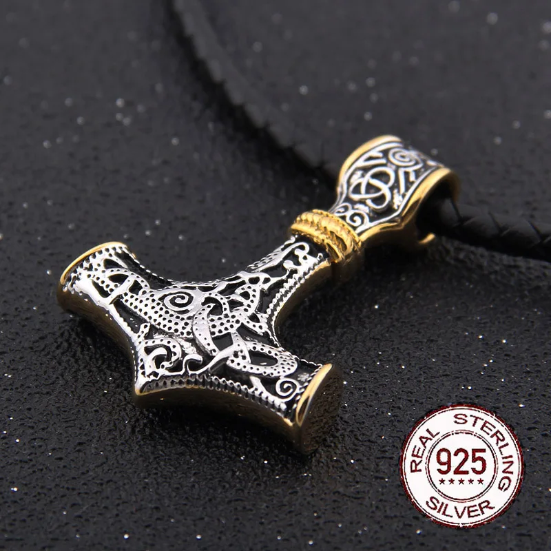 925-sterling-silver-viking-thor's-hammer-pendant-necklace-with-real-leather-and-keel-chain-as-gift