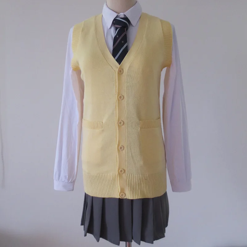 Japanese JK V-neck sleeveless cardigan vest sweater