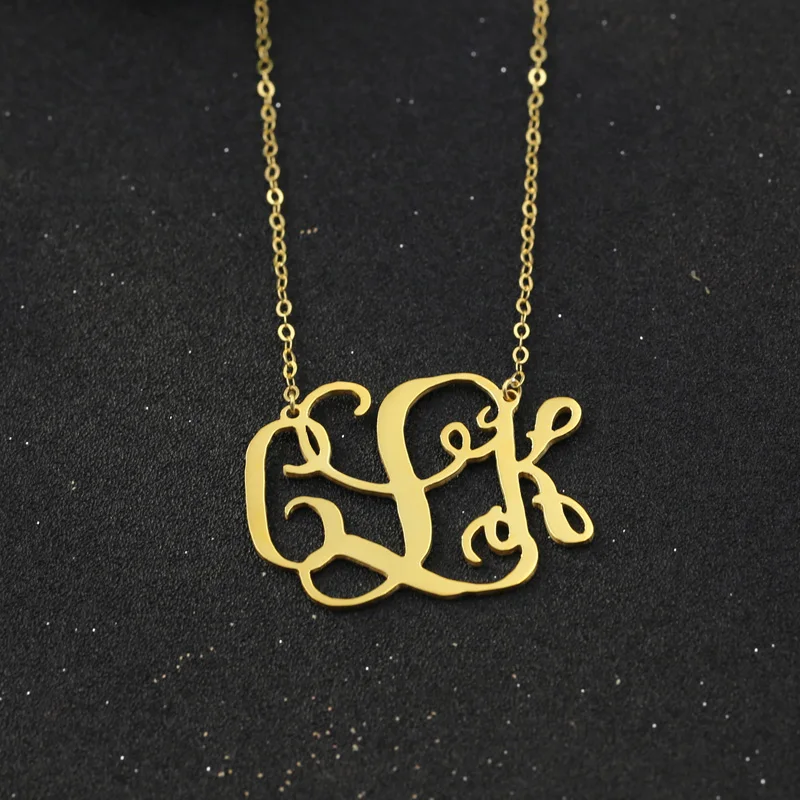 

Fashion Monogram Silver Necklace Personalized 3 Inital Letters Pendent Jewelry Wedding Bridesmaid Gift