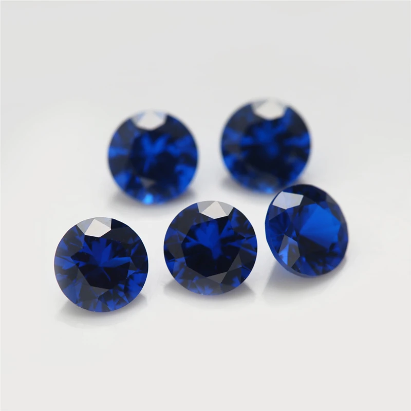 1.0mm~10mm Round Shape Loose Dark Blue Stone Synthetic Gems For Jewelry DIY Stone 113# Machine Cut