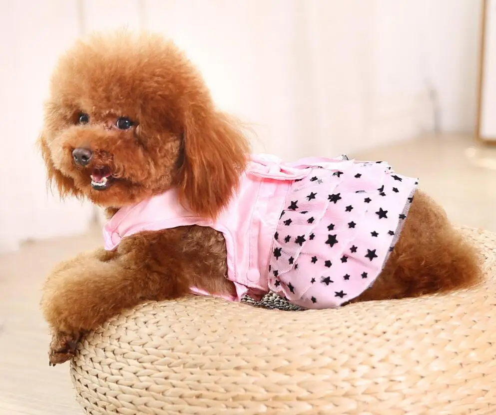 Dog Clothes Summer Pink Green Dog Harness Dress With Bow Tie Puppy Summer Clothes Dog Pet Dress Small Puppy Small Clothes XS-XL