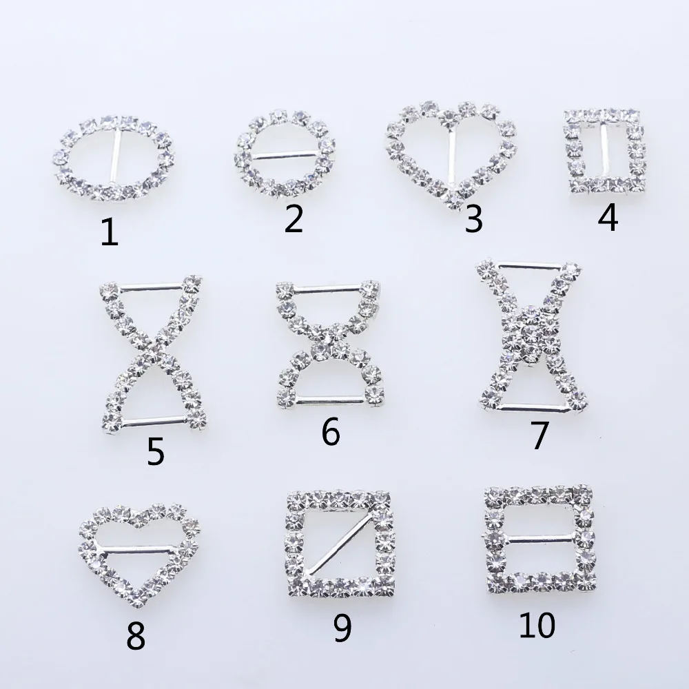 ZMASEY Shoe Buckles Direct Selling 10pcs/lot Factory Price Metal Mix Size Diamond Buckle Sewing Handwork Ribbon Accessory