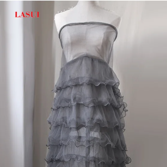 LASUI  2 colors  Romantic Pompom yarn 3D Large lotus leaf ,wave of cloth  ,dress , wedding background tmperament  T0001-4