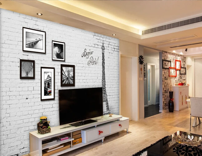 

The custom 3D murals,3 d European style retro wall frame Paris iron tower ,living room sofa TV wall bedroom wall paper