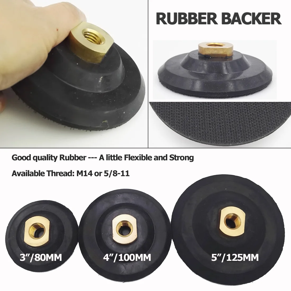 DT-DIATOOL 1pc/2pcs Back Pad for Diamond Rubber based Polishing Backer Pads M14 Thread Sanding Discs Backing Holder Dia 3