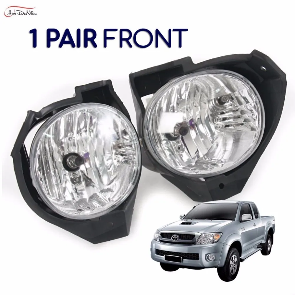 JanDeNing Car Fog Lights  For TOYOTA HILUX VIGO 2008-2010 Clear Front Fog Lamp Cover Trim Replace Assembly kit black (one Pair)