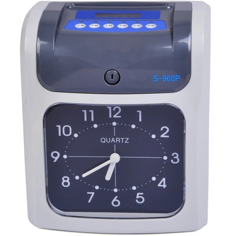 LCD attendance machine punch clock two-color printing clock face attendance English version of British plugs Backup battery S960