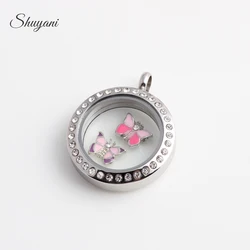 20Pcs/Lot Mix Colors Insect Animal Butterfly Floating Charms  кулон Handmade Women Photo Relicario Locket Necklaces Jewelry Bulk