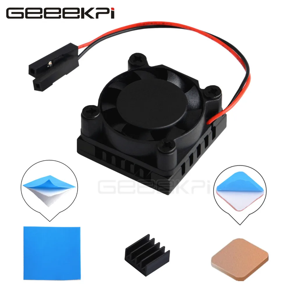 GeeekPi Original Square Cooling Fan with Heatsink Kit 1/2 Dual Fan Cooler Heat Sink For Raspberry Pi 3B+ / 3B / 2B / B+