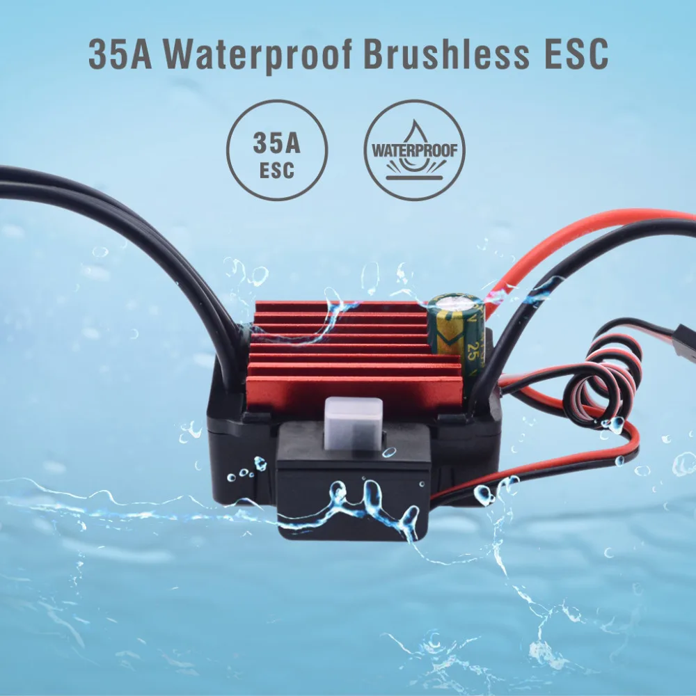 Surpass Hobby 2838 3600KV Brushless Motor + 35A Brushless Speed Controller ESC Waterproof 2S 3S For 1/16 RC Car