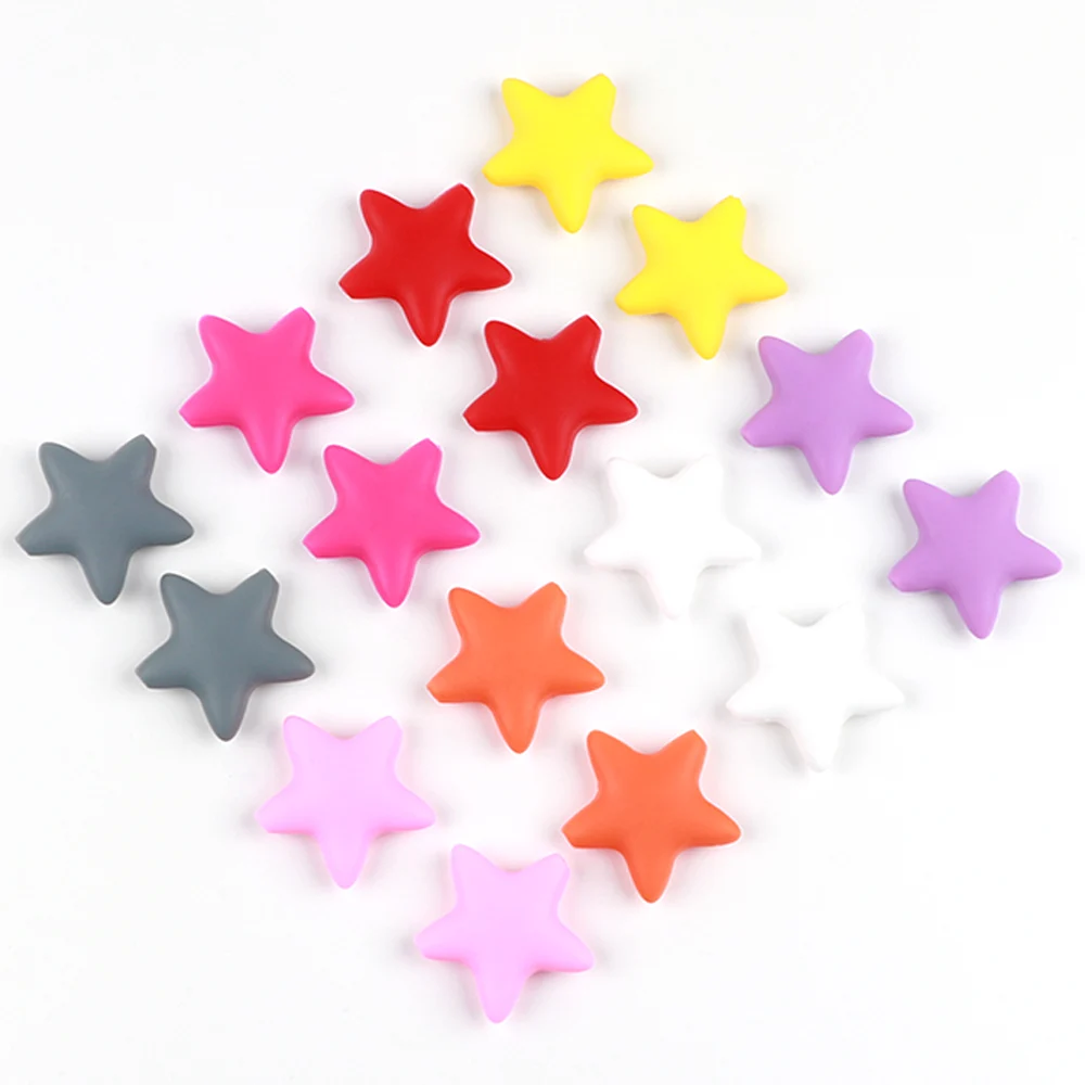 Joepada 10Pcs Star Silicone Baby Teething Beads Food Grade Material for DIY Baby Teething Necklace Oral Care Baby Teether