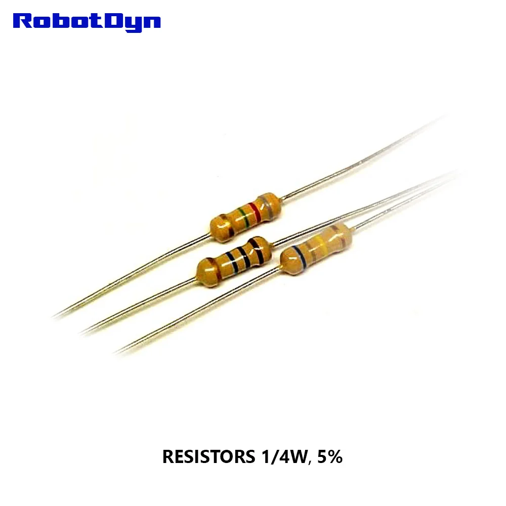 Resistencia 680 Ohm, 1/4W, 5%, DIP (TH) (paquete de 100 Uds.)