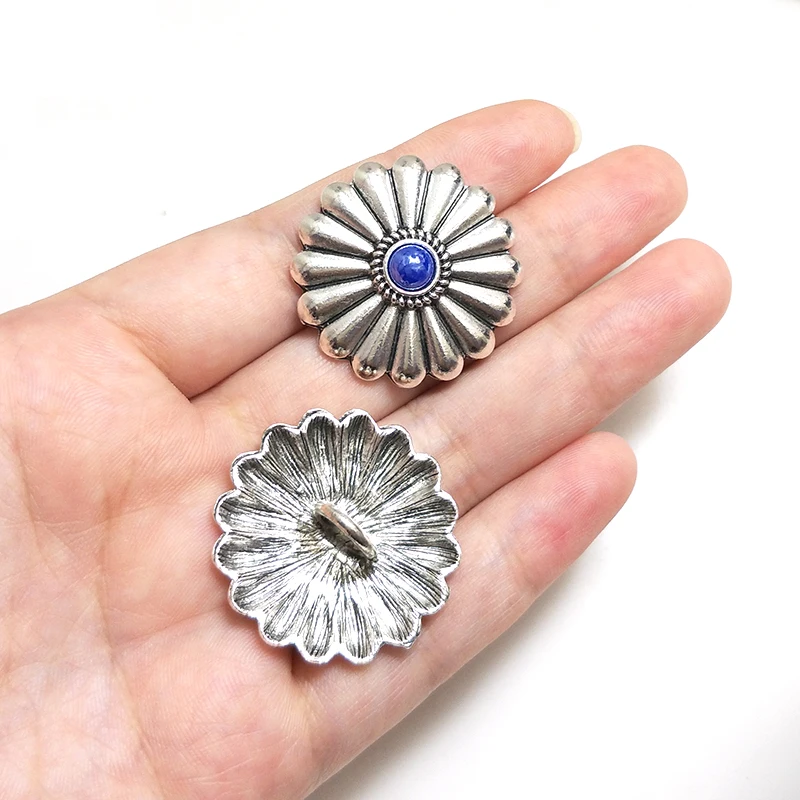 New 3pieces 30MM Retro Zinc Alloy Round  Clothes Decorative Daisy Buttons Charms Pendant for DIY Hair Jewelry Accessories