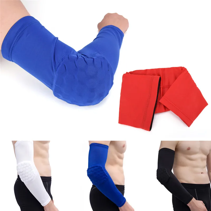 High Elastic Gym Sports Long Arm Sleeve Support Basketball Shooting Elbow Arm Warmers Pad For Men Women Honeycomb Anti-collision