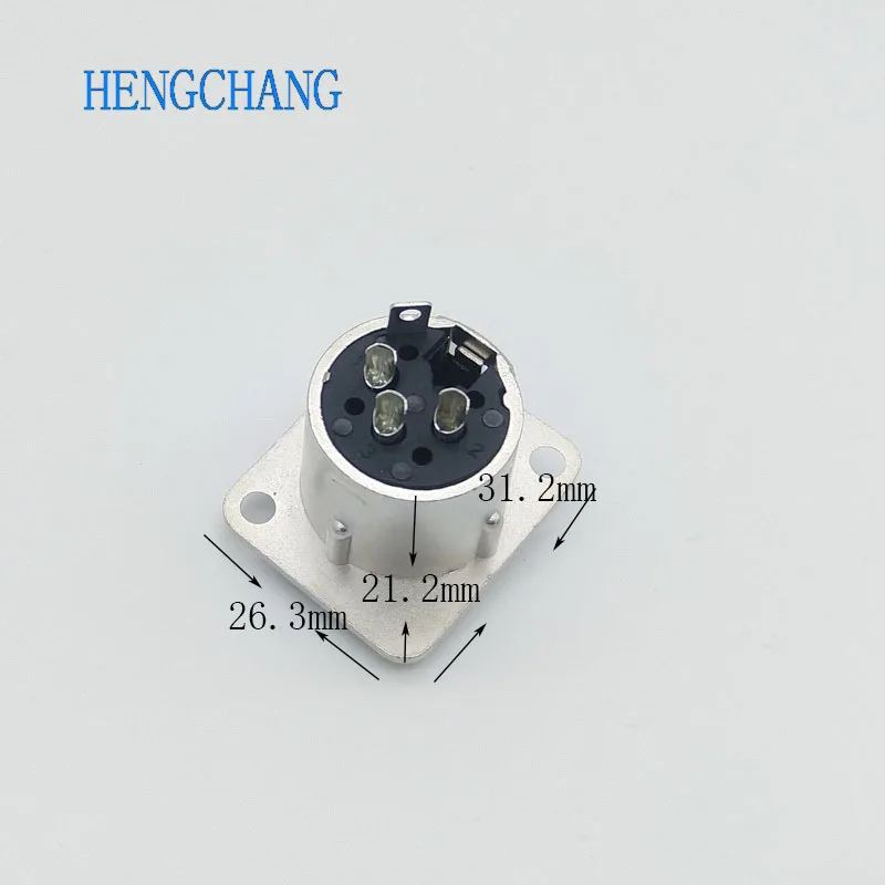 3-контактный разъем XLR, гнездовой разъем, крепление на панели, корпус квадратной формы, металлический корпус