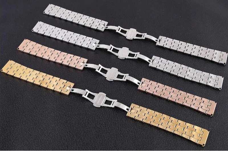 High Quality  Watchband 18mm 20mm 22mm 24mmStainless Steel Watch Band Strap Men Silver Rose Gold Bracelet Replacement Solid Link