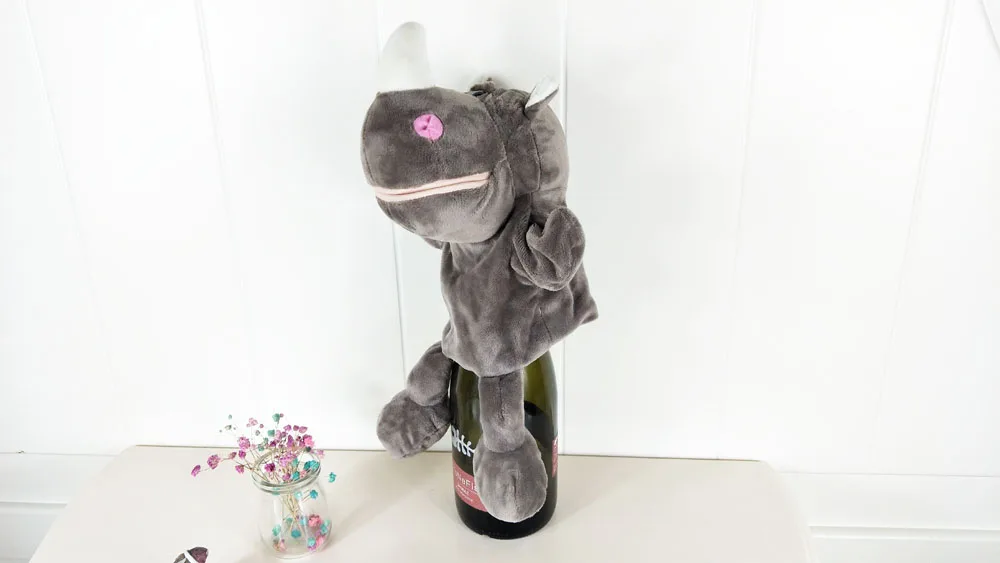 Children Hand Puppet Plush Stuffed Toy Grey Rhinoceros