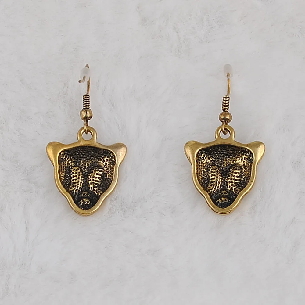 European Stereoscopic Trend Cute Leopard Earrings With Pendant Ancient Gold Color Lovely Fashion Earrings Jewelry