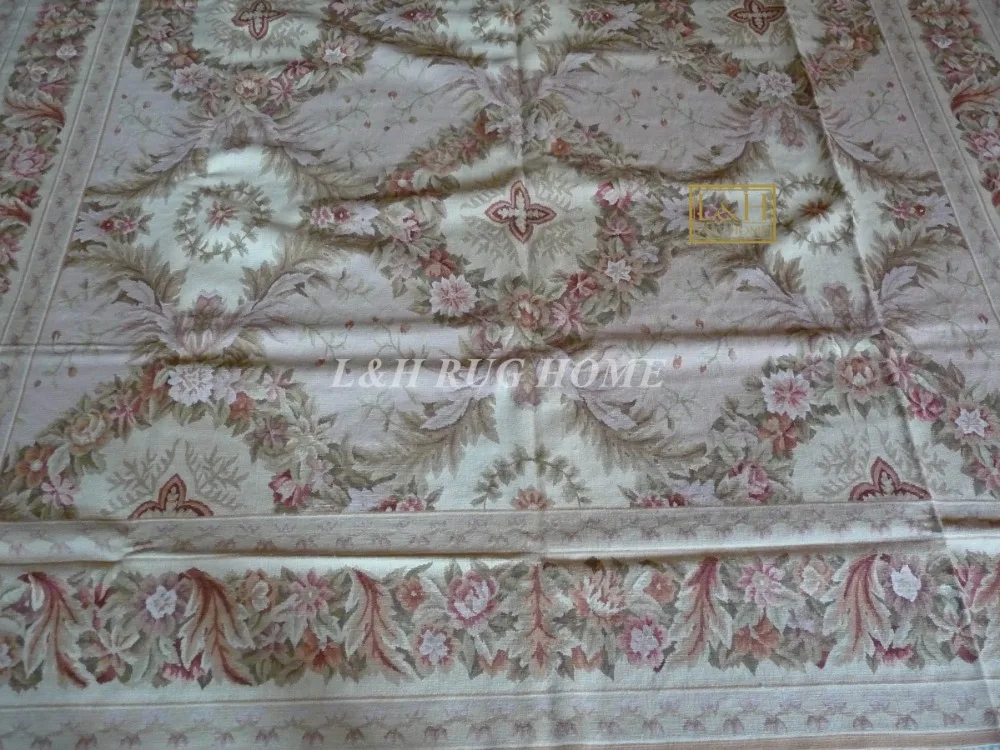 Free shipping 9'X12' French Aubusson weave rugs handmade hand woven aubusson carpets wool material rugs