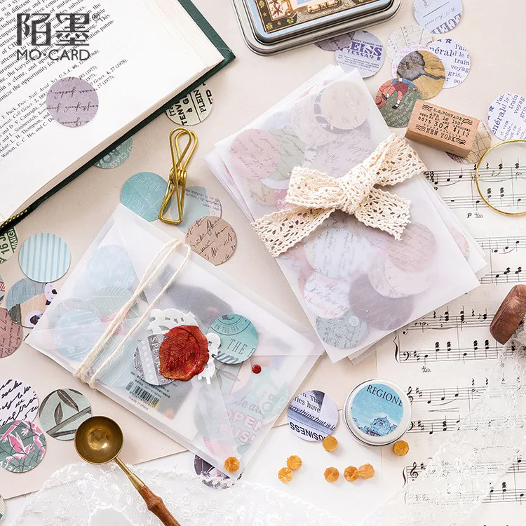 10 Sets/Lot Retro Junk Journal Round Series Sticker Decorative Mobile Stickers DIY Scrapbooking Craft Stickers