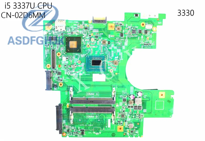 Laptop Motherboard 2D6MM 02D6MM CN-02D6MM For Dell 3330 Motherboar DLA13 HM77 SR0XL I5-3337U DDR3 100% Tested ok