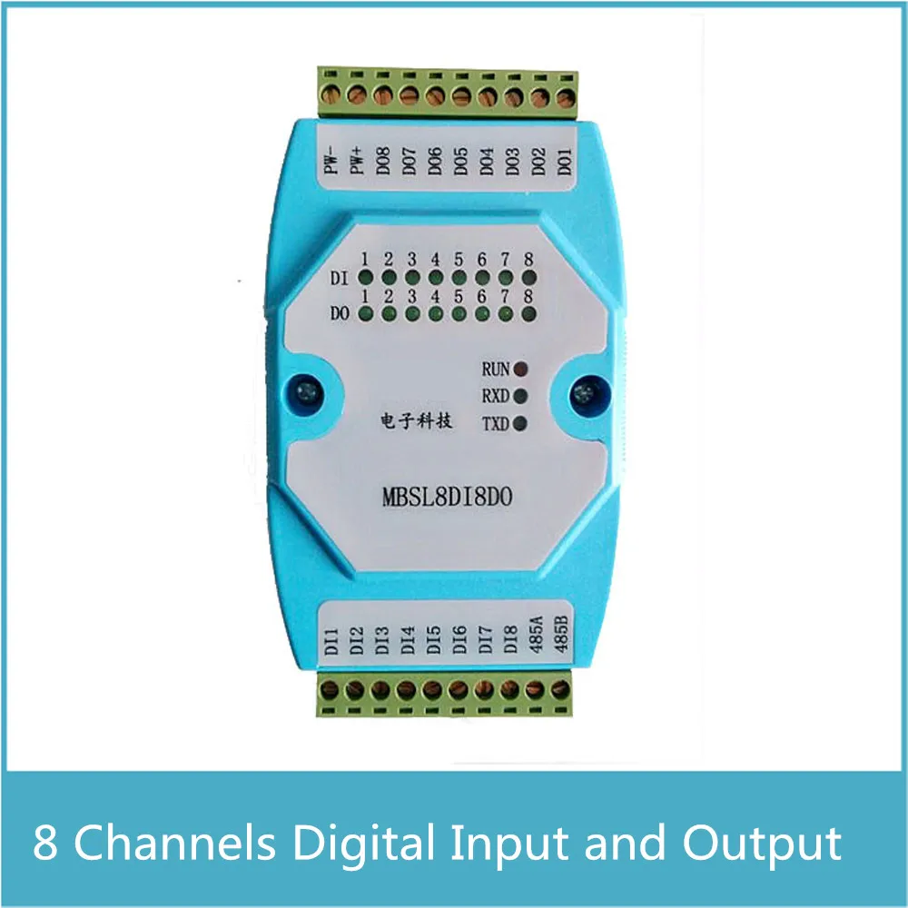 8 Channels Digital Input and Output Module Isolated 8DI / 8DO RS485 MODBUS Protocol Communication RS485 to Ethernet