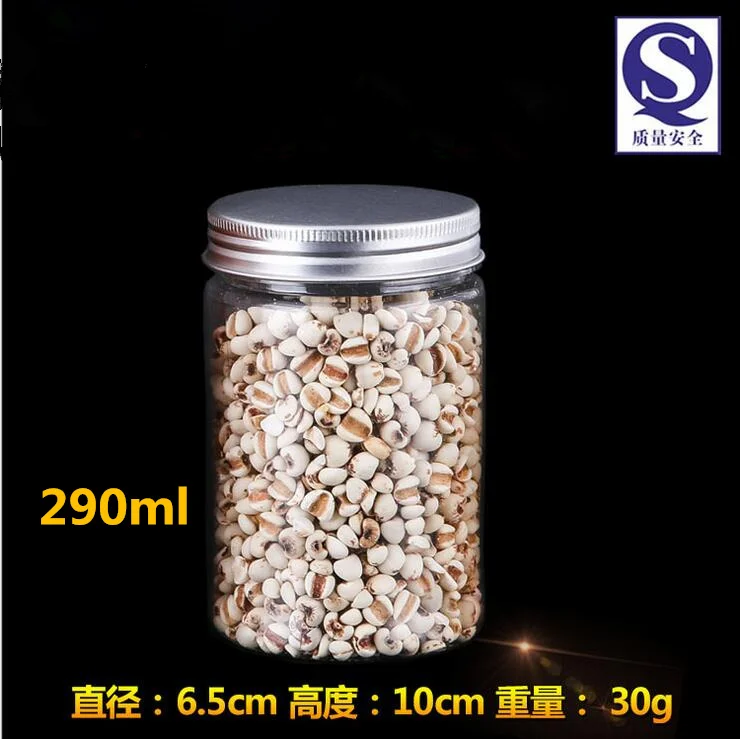 108pcs/lot 65*100mm aluminum cap 290ml jars for food storage 290g kitchen storage jars cream 10oz tea coffee sugar pots Plastic