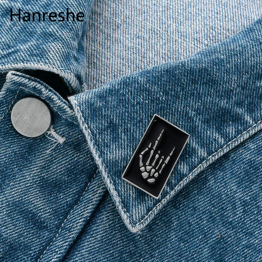Best Fashion Rectangle Skeleton Hand Pin Medical Jewellery Anatomical Gold Color Gift For Men Enamel Lapel Pin Brooches