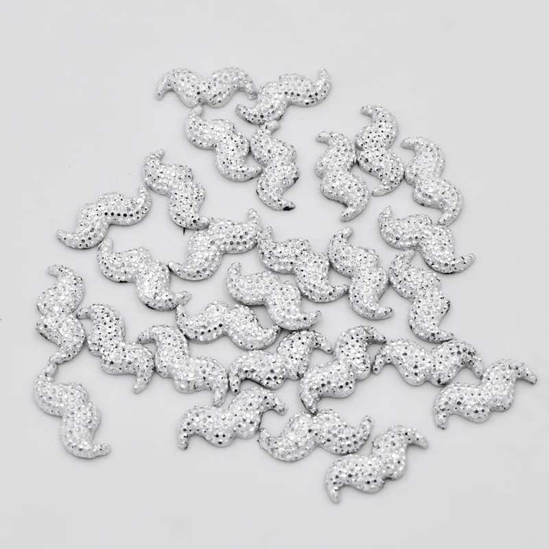 DIY 80pcs 6*17mm Resin Silver Beard Flatback Rhinestone Child Scrapbooks/wedding F213