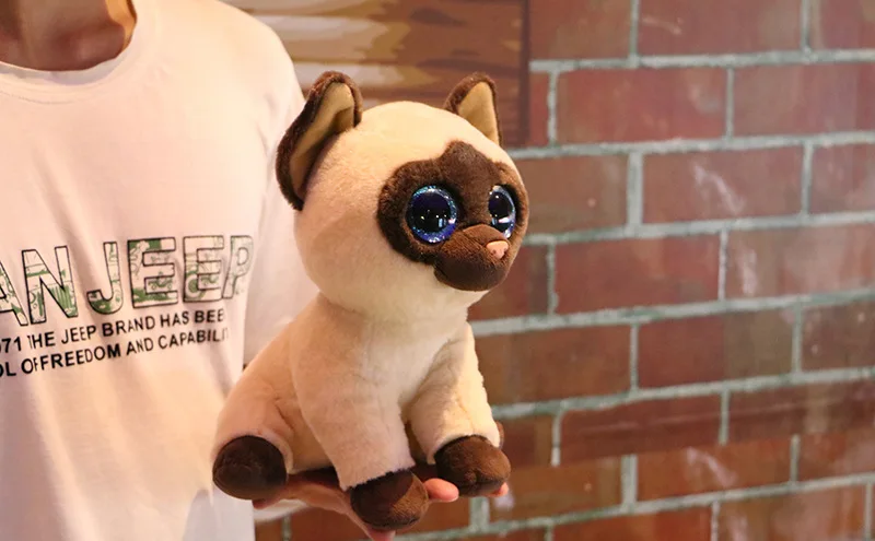 new cute plush simulation big eyes sitting cat toy high quality Siamese cat doll gift about 25cm  2983