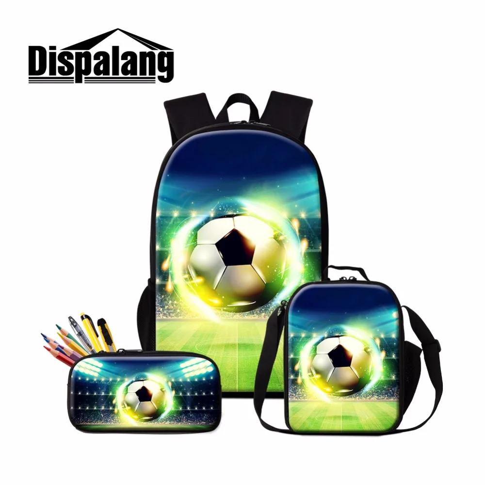 

Dispalang Sporty Backpack for Boys Soccers School Bag Footballs Lunch Cooler Pouch Pattern Cool Bookbag for Children Pencil Case