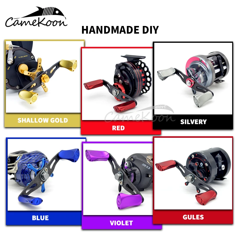 CAMEKOON 95mm/105mm Fishing Reel Handle & Dual Aluminum Knobs 7*4mm / 8*5mm Replacement Grip Parts For Baitcasting Reel Rocker