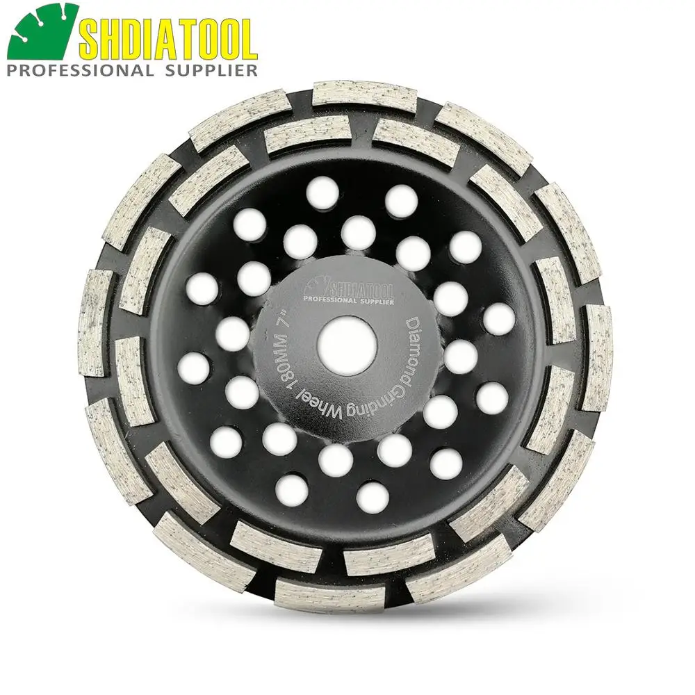 

SHDIATOOL 7 Inches Sintered Diamond Double Row Grinding Cup Wheel 180MM Grinding Disc Bore 22.23MM For Concrete