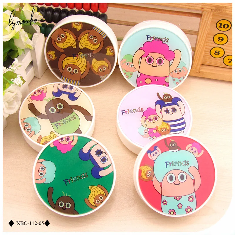 

Lymouko Cartoon ABS Round Coloured Drawing Pattern with Mirror Contact Lens Case for Women Holder Portable Contact Lenses Box