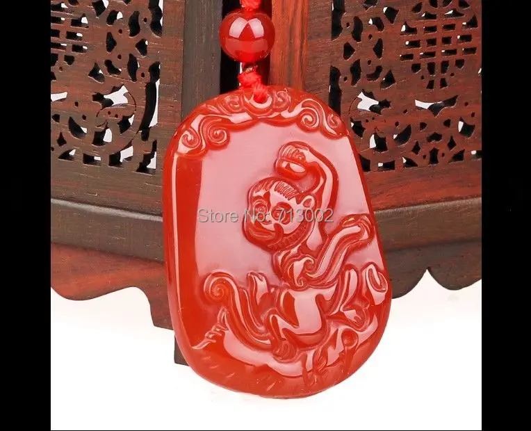 

Nature Red Agate Monkey Pendant Amulet Chinese Zodiac Years Lucky Bless Hanging 12 Animal Sign Of