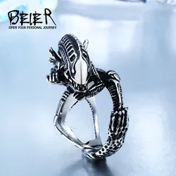 Beier-anillo de acero inoxidable 3D para hombre, joyería de color dorado, Alien Predator, estilo gótico, película, regalo, BR8-358