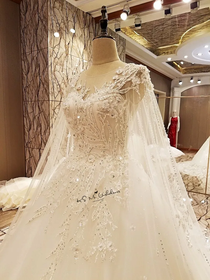 Church Ball Gown Wedding Dresses 2018 Lace Beads 3D Flowers Wedding Gowns Vintage Princess Bridal Dress Vestidos de Noiva Boda