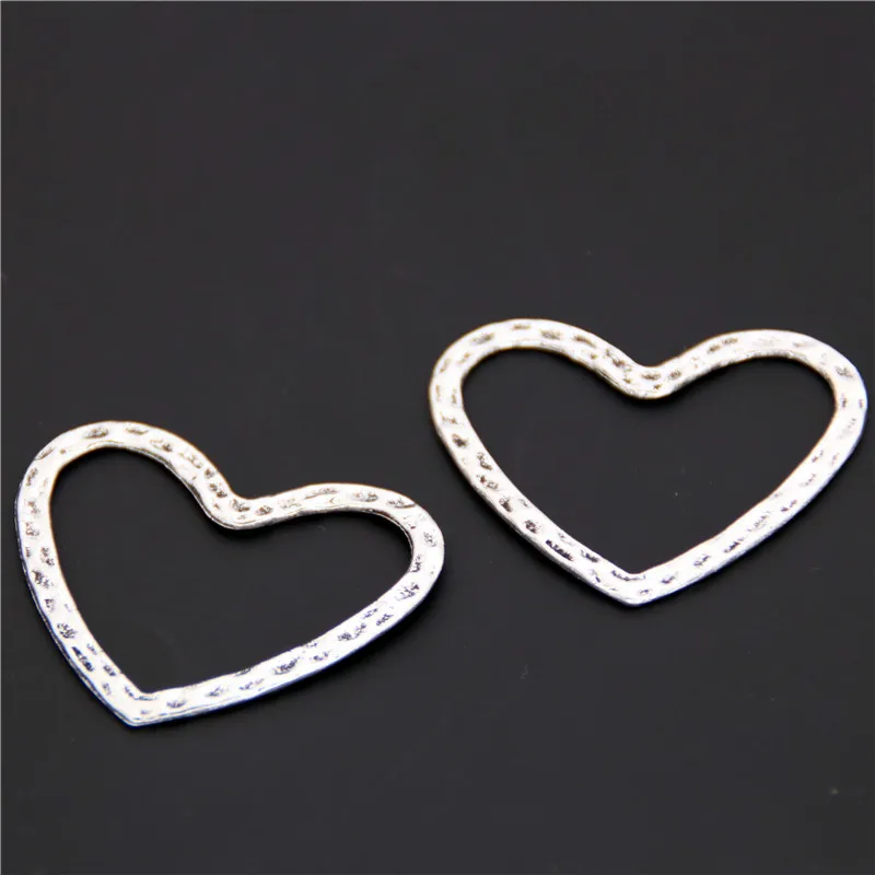 20pcs Silver Color Hollow Heart Charms Pendants For Jewelry Making DIY Bracelet Necklace A1804