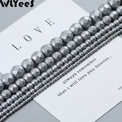 WLYeeS Silver Plated Matte faceted Round Hematite beads 2 4 6 8 10mm ball loose beads for Jewelry Necklace Bracelet Making DIY