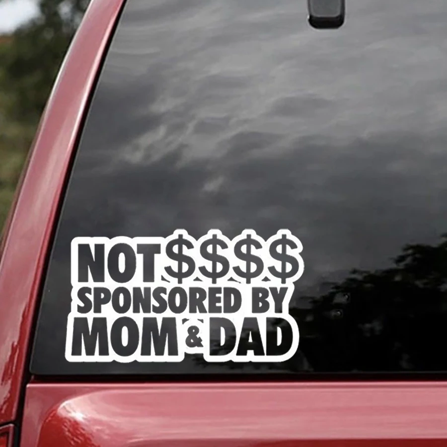 15*9.5cm Funny Humour Car Stickers Not Sponsored By Mom And Dadjdm Vinyl Decal Car Window Sticker Funny Drift 4x4