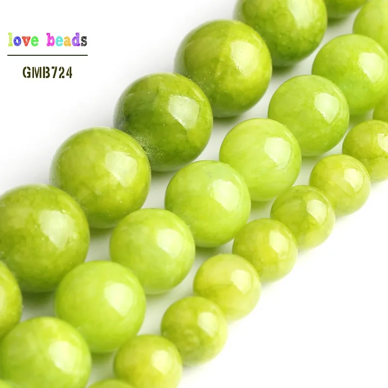 Lemon Green Stone Beads Jades Round Beads for Jewelry Making 15\'\' Strand DIY Bracelet Jewellery 6mm 8mm 10mm