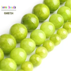 Lemon Green Stone Beads Jades Round Beads for Jewelry Making 15'' Strand DIY Bracelet Jewellery 6mm 8mm 10mm