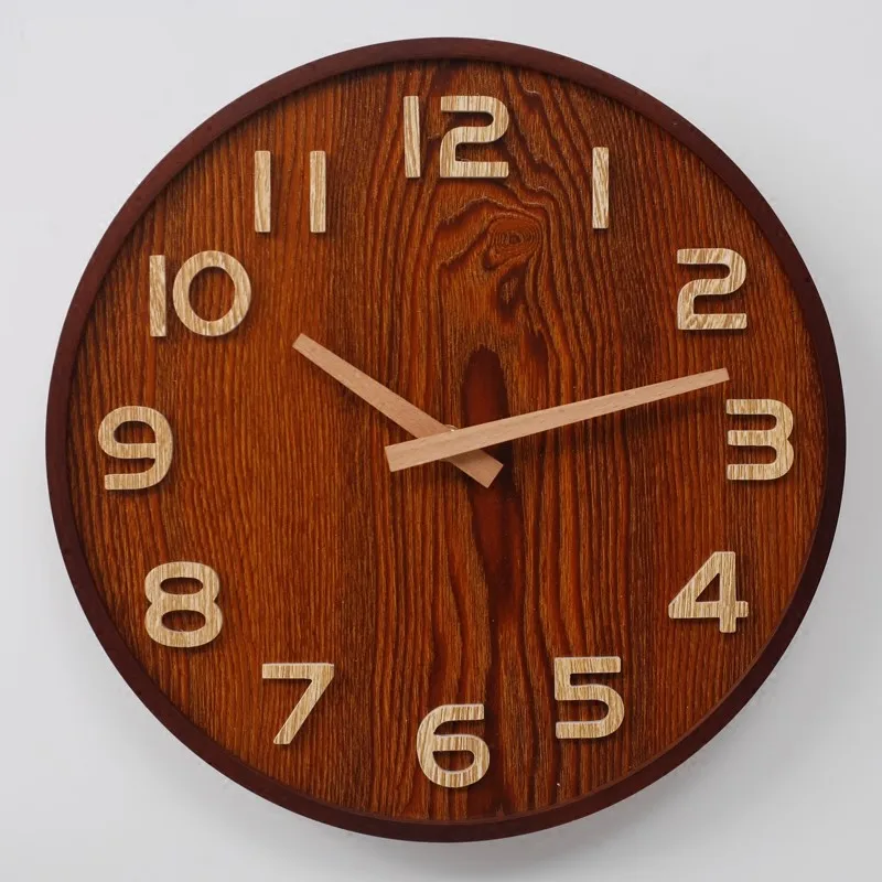 

Round Wooden Wall Clock, Bedroom, Living Room, Home Decor, Super Mute