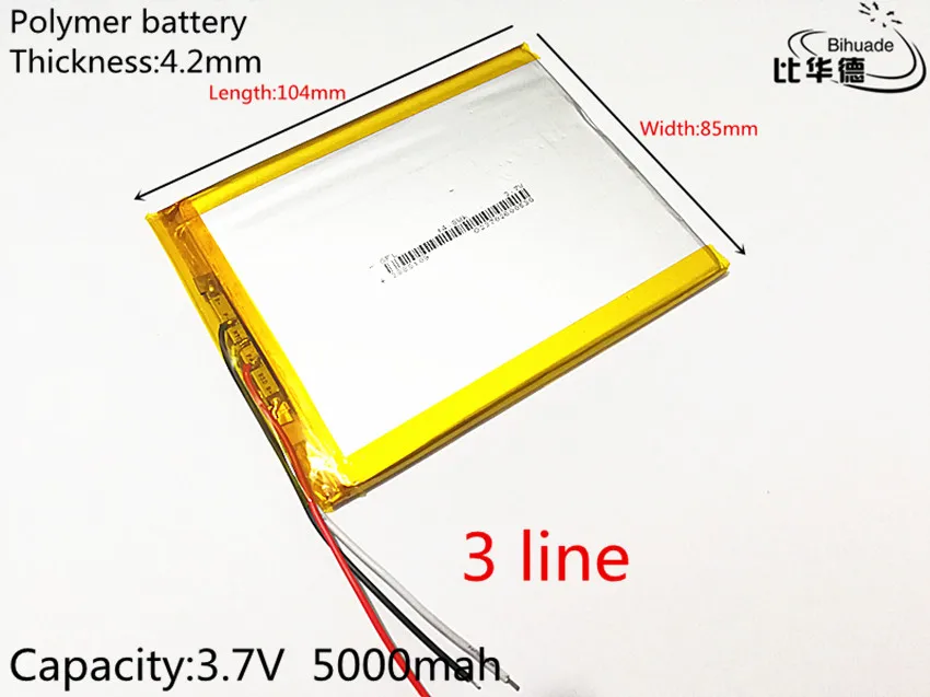 

Free shipping 1pcs/lot 3 line 4285104 capacity 5000 mAh polymer battery for tablet pc 7 inch 8 inch 9inch