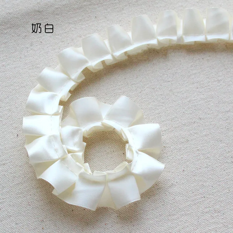 10 Yard/Lot 2,5 CM Breite Satin Plissee Band Falten Spitze Trim DIY Rock Manschetten Handwerk Puppe Kleidung Nähen zubehör – Detail 10