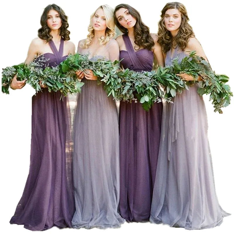 2021 New Novia mismatched pastel purple and lavender bridesmaid dresses plus size beautiful antique Vestido