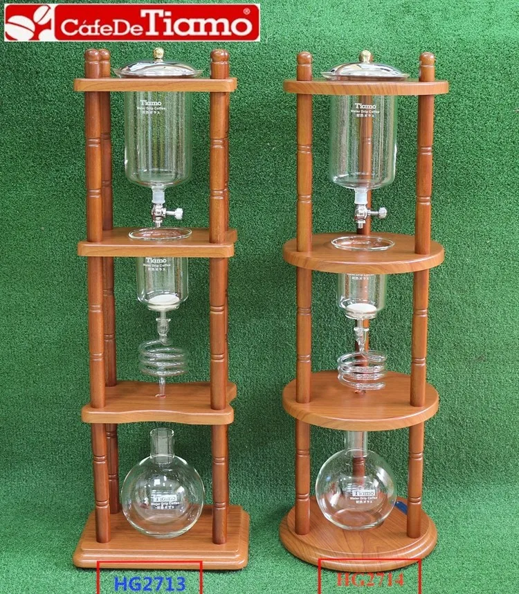 Tiamo water drip coffee maker/cold brew drip coffee maker/holland cold drip coffee maker/cold drip tower 5-8cup wood rack