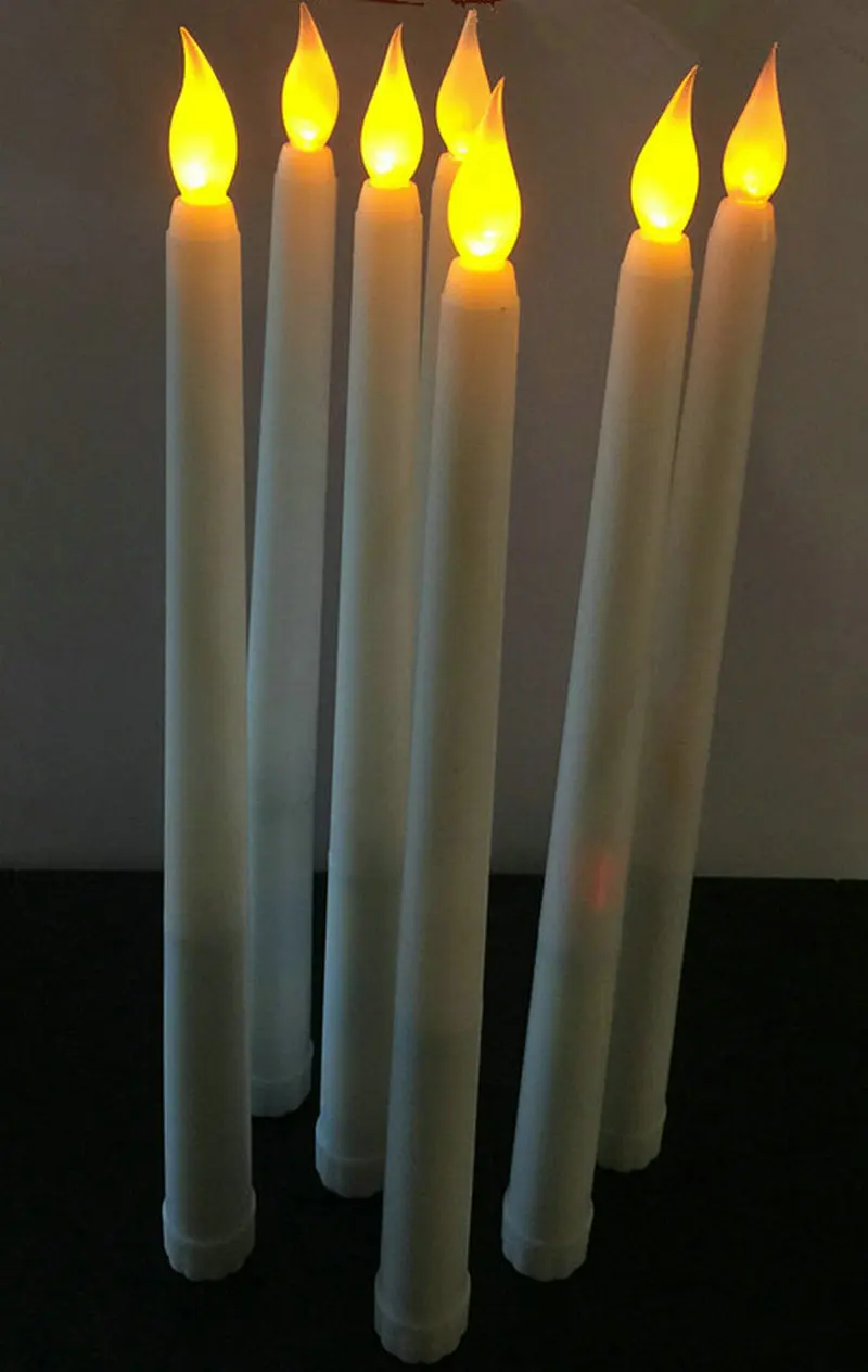 100pcs 28cm(H) Battery operated Flickering Flameless Ivory Led taper Candle lamp candlestick Wedding Home Table Decoration-AMBER