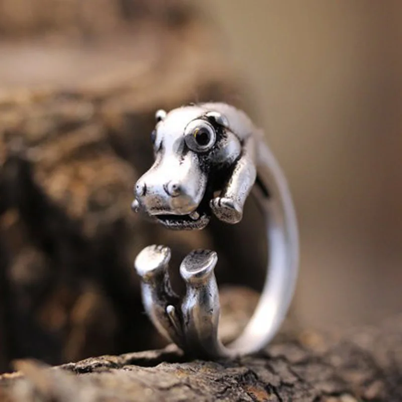 New Trendy Hippopotamus Ring Solid Antique Silvere Hoop Ring Hippo Wrap Ring  free ship