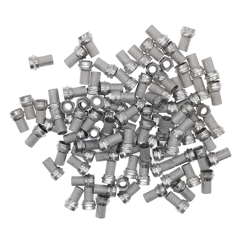 100pcs 75-5 screw on type F connector for RG6 satellite TV antenna coax cable twist-on F plug connector